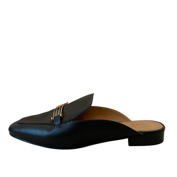 TORY BURCH Black Leather Slip-On Loafer Mules US 8.5 EU 39 - Picture 14 of 16